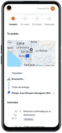 Enbo aplicación móvil - Seguimiento de pedidos en tiempo real
